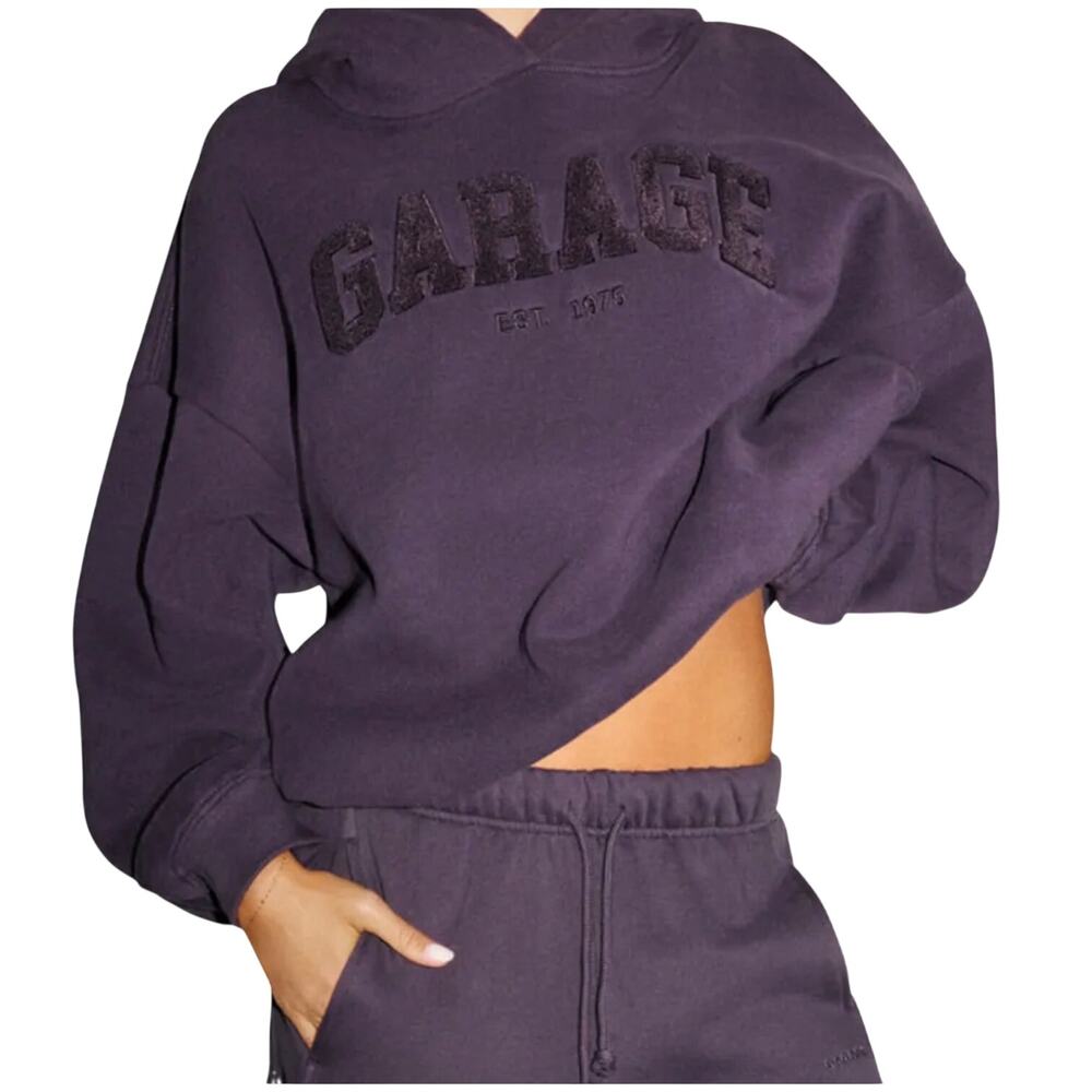 NWT Garage Ultra Fleece Hoodie Sweatshirt XXS XS Perky Plum Purple Oversized
